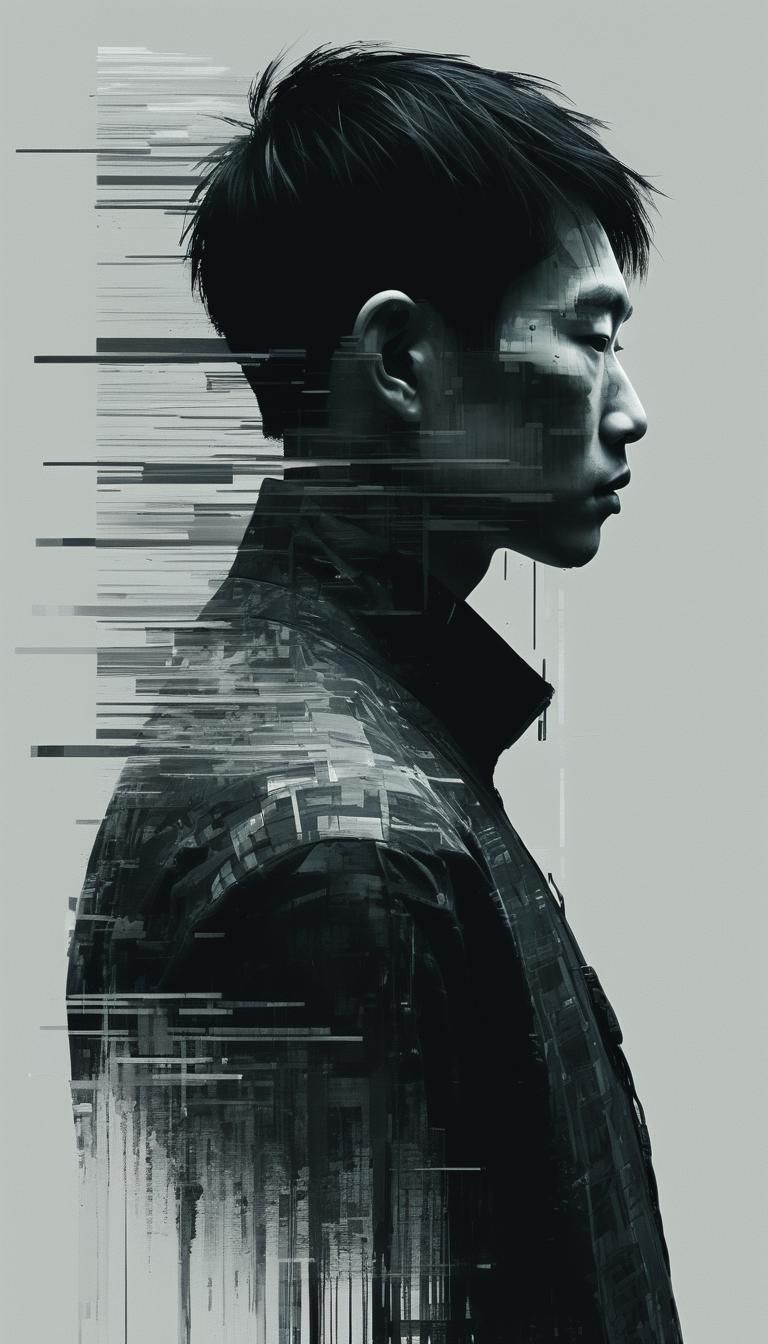 Surreal Cyberpunk Portrait of a Modern Asian Figure in a Dig...