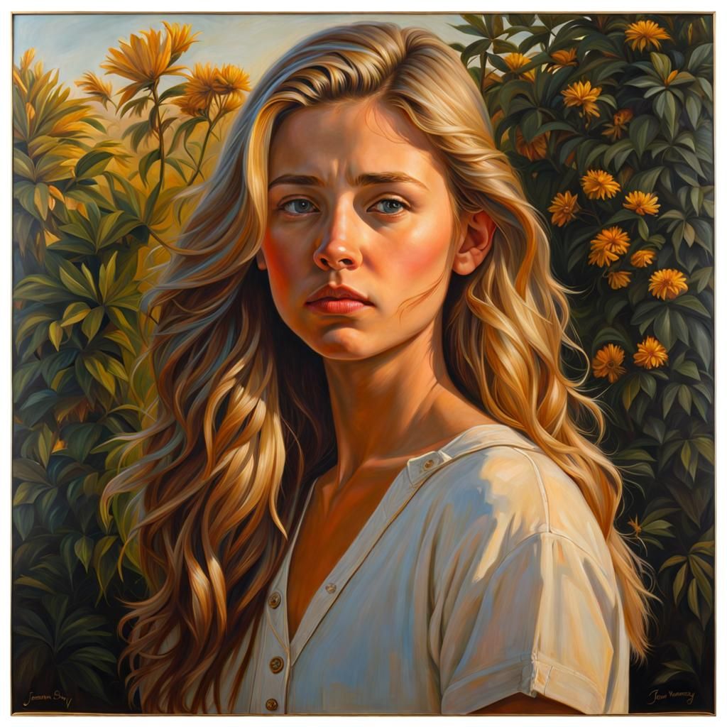 Serene Portrait of a Teenage Girl in Golden Hour