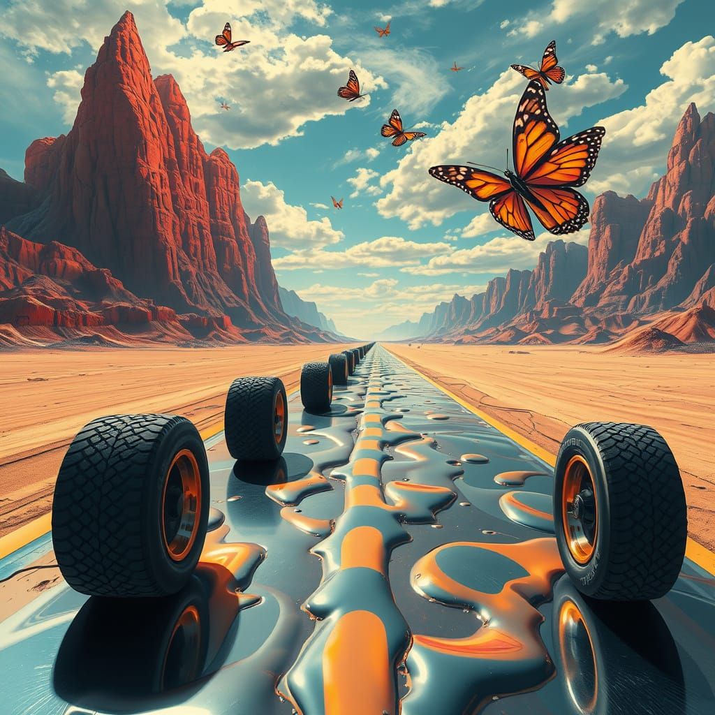 Surreal Desert Racetrack Inspired by Dalí