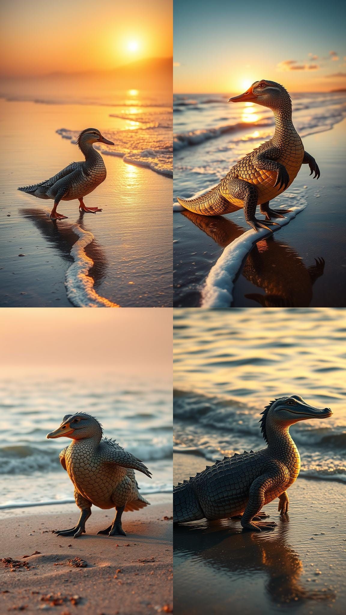 Crocoduck Emerges at Sunrise on Moody Shore