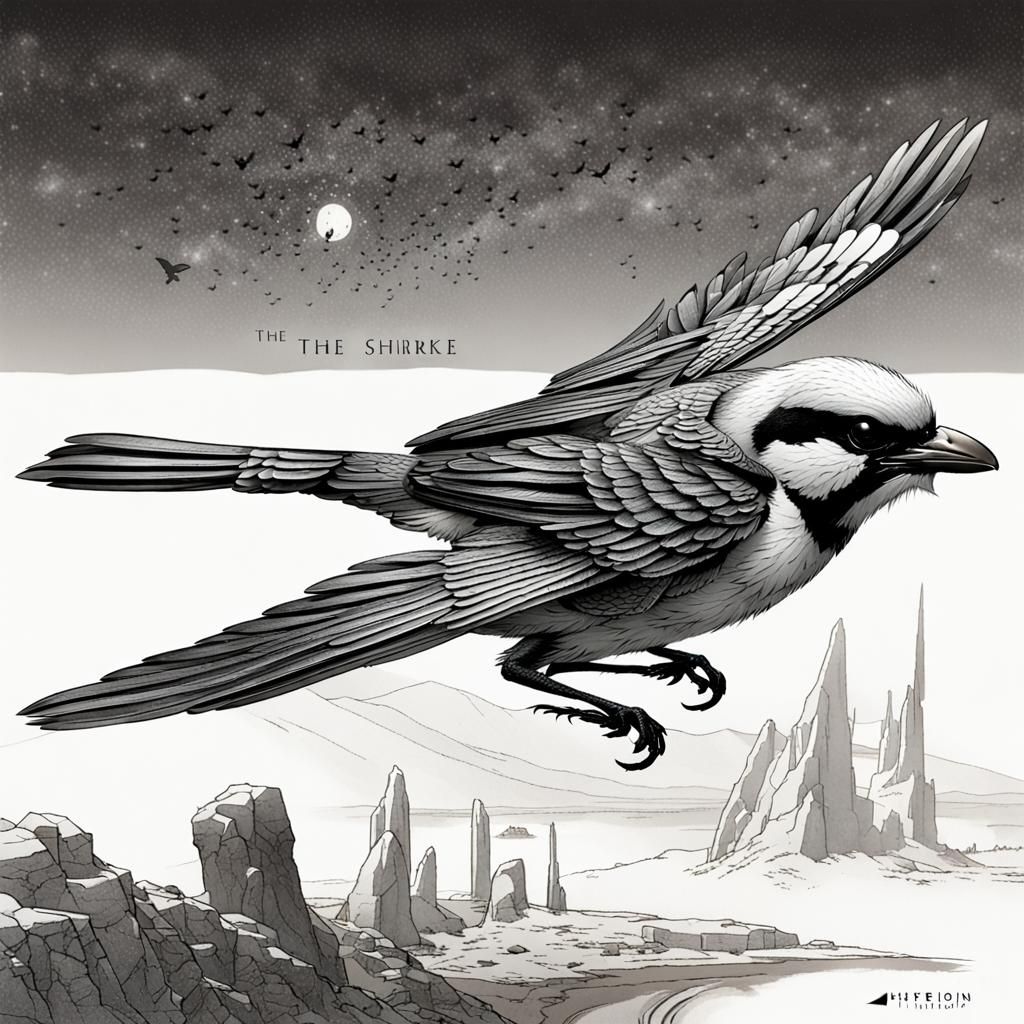 Surrealist Shrike in Cosmic Landscape