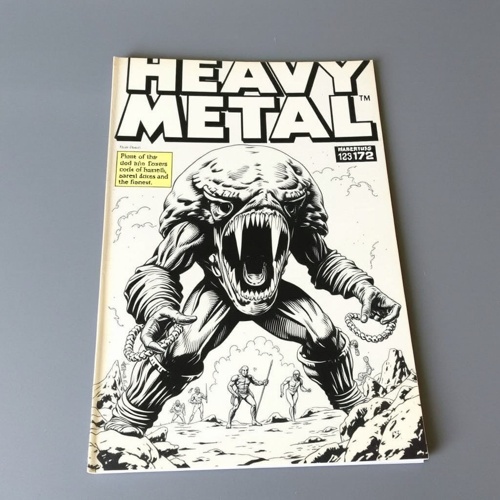 Vintage Heavy Metal Artwork in the Style of Moebius and Horr...