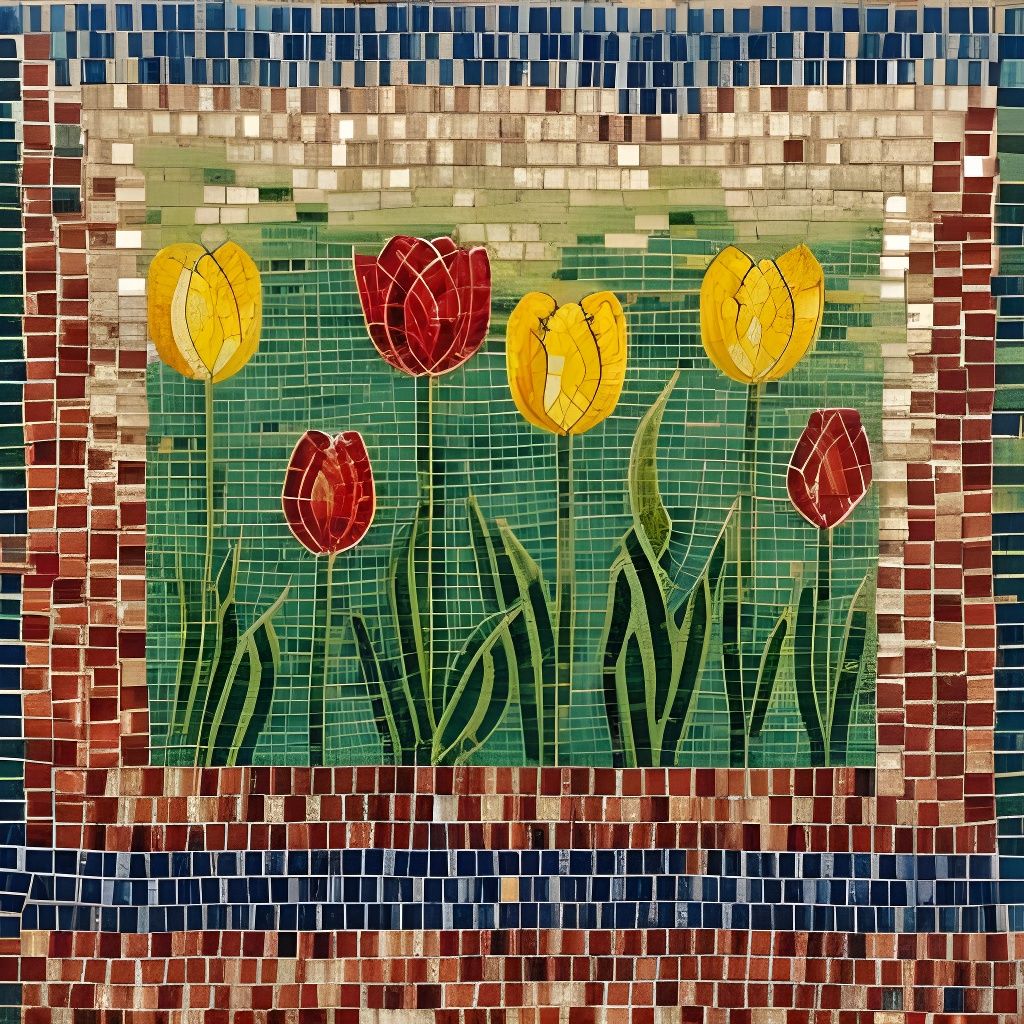 Tulips, mosaic tile art