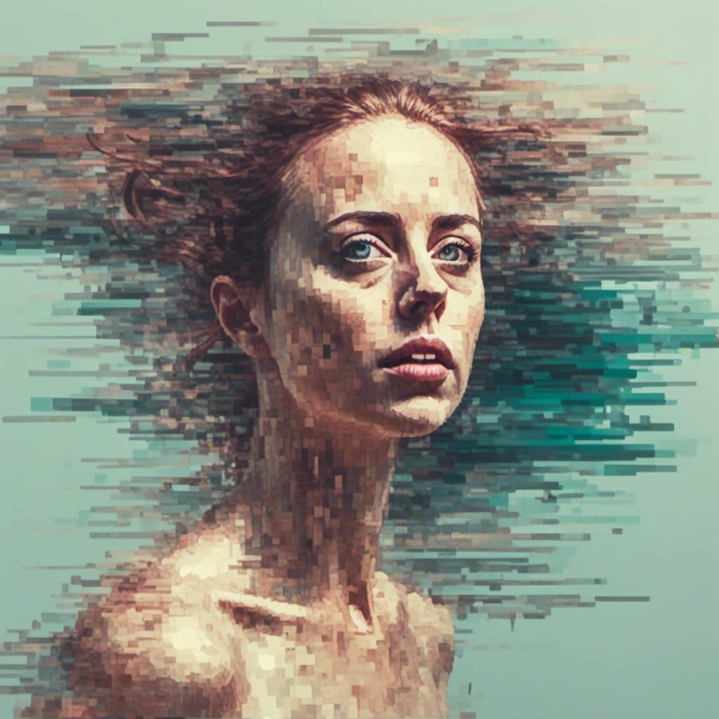 Glitched Oil Portrait of a Beautiful Runner