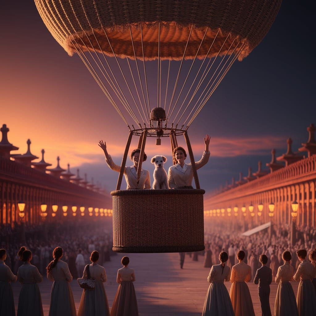 Vintage Hot Air Balloon Lands at Twilight Plaza