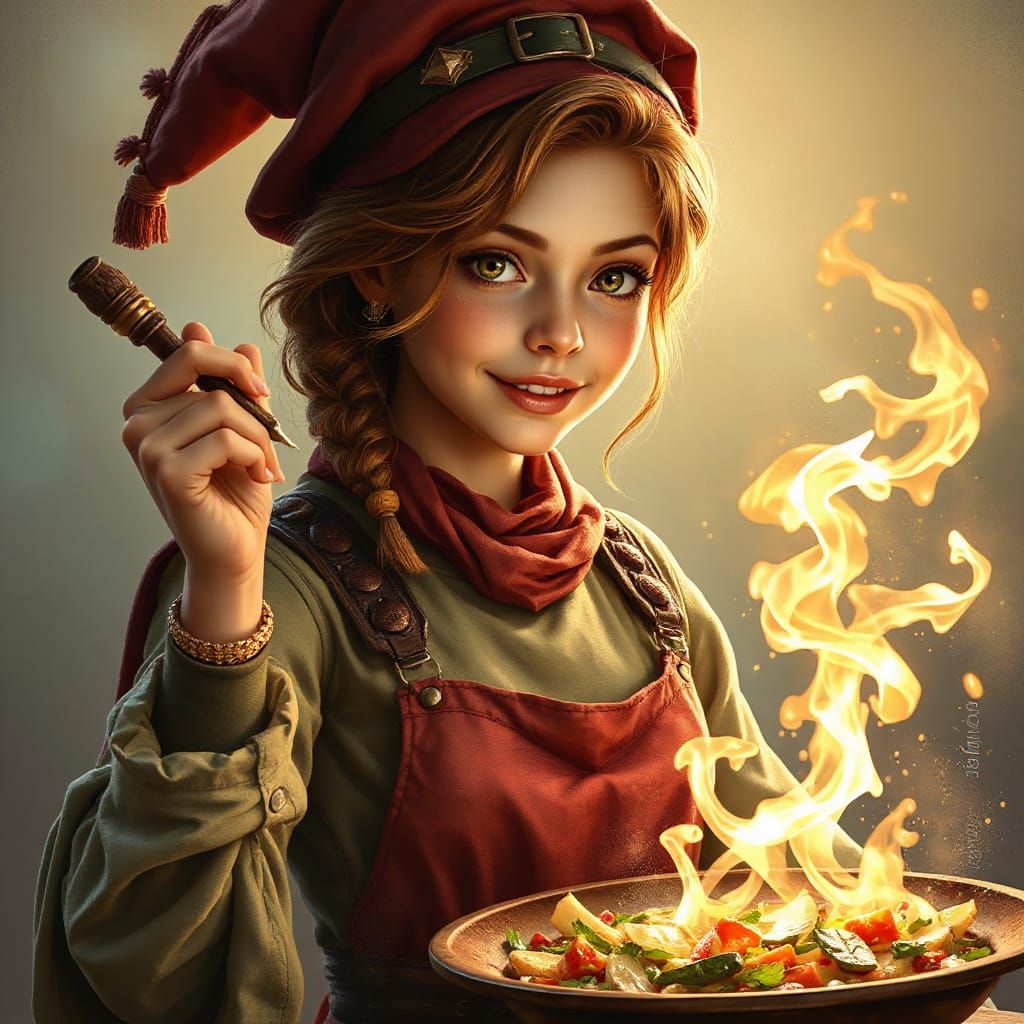 Happy Mage Apprentice Conjures Delicious Meal