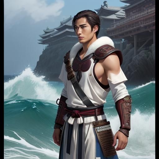 Samurai Warrior with Water Powers in Anime Style