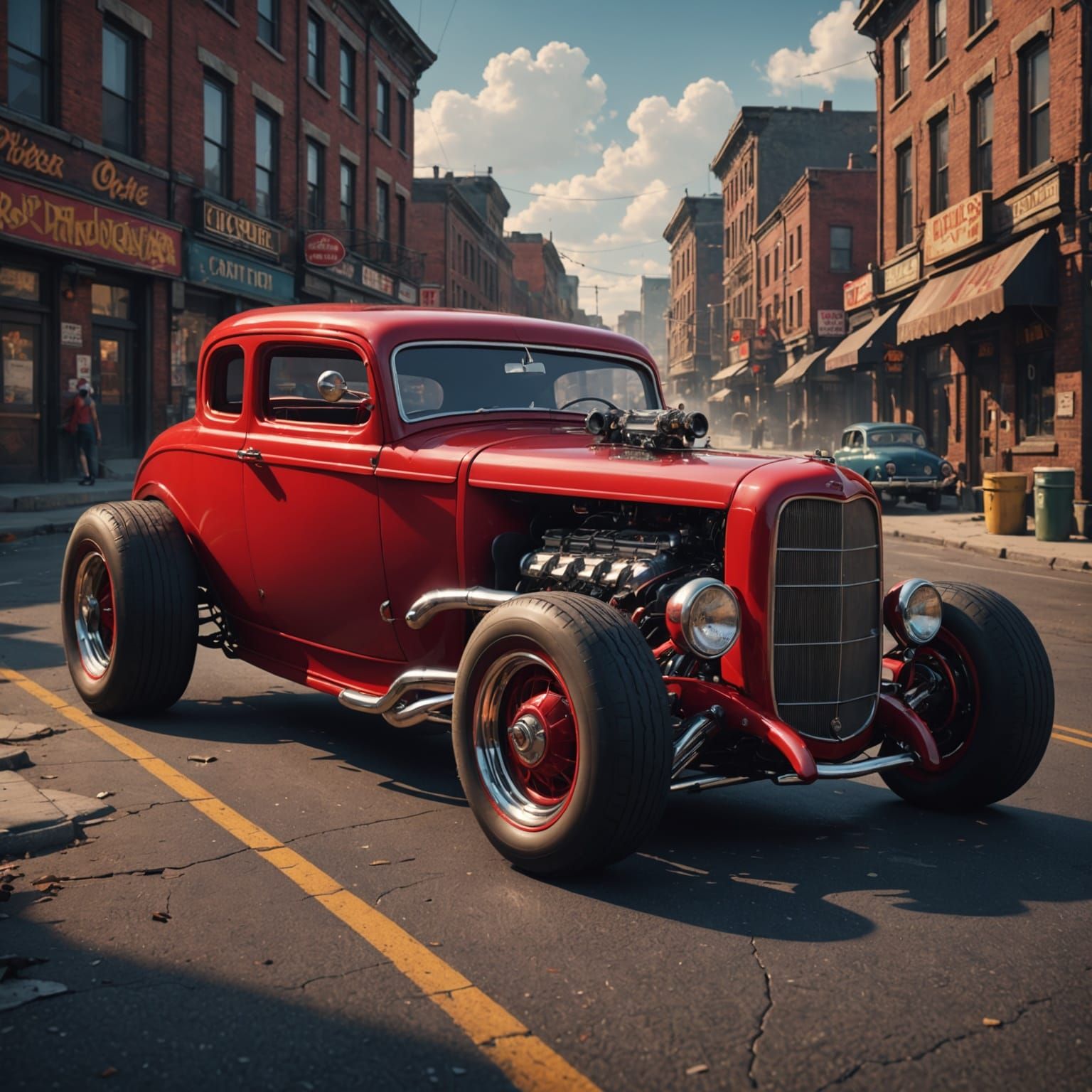 1969 Red Hot Rod Matte Painting