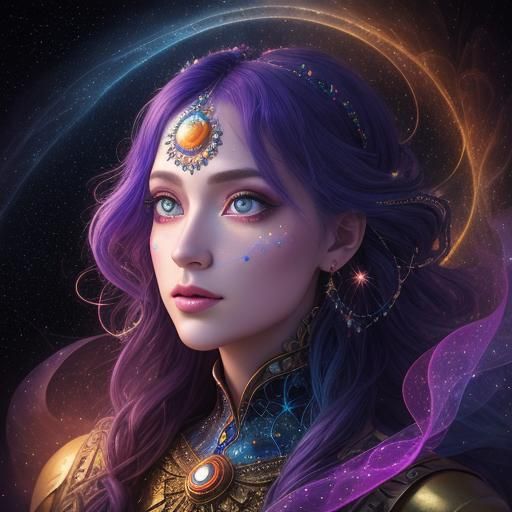 Cosmic Rock Portrait in Dreamlike, Abstract Expressionism St...