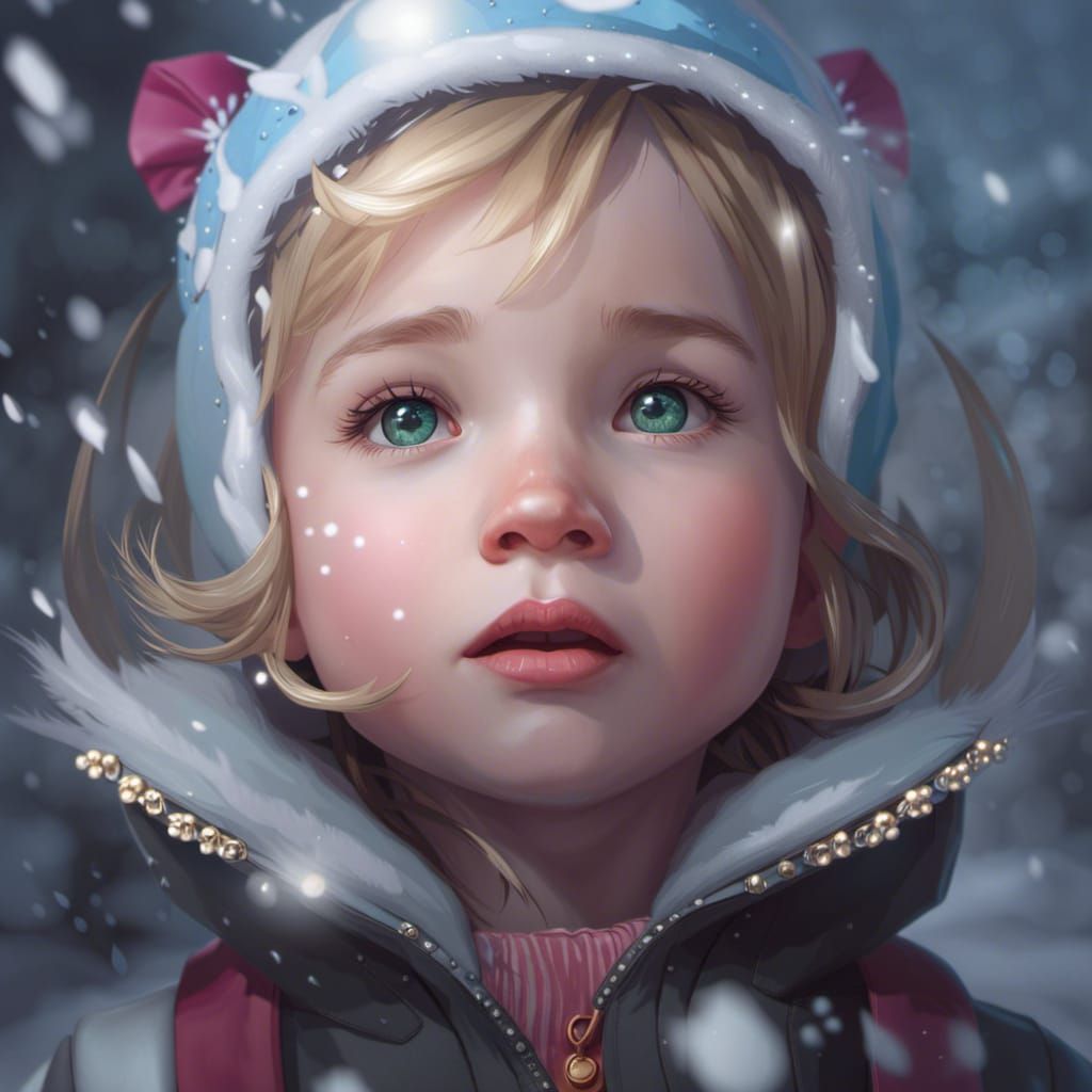 Vibrant Winter Portrait in Cyberpunk Style