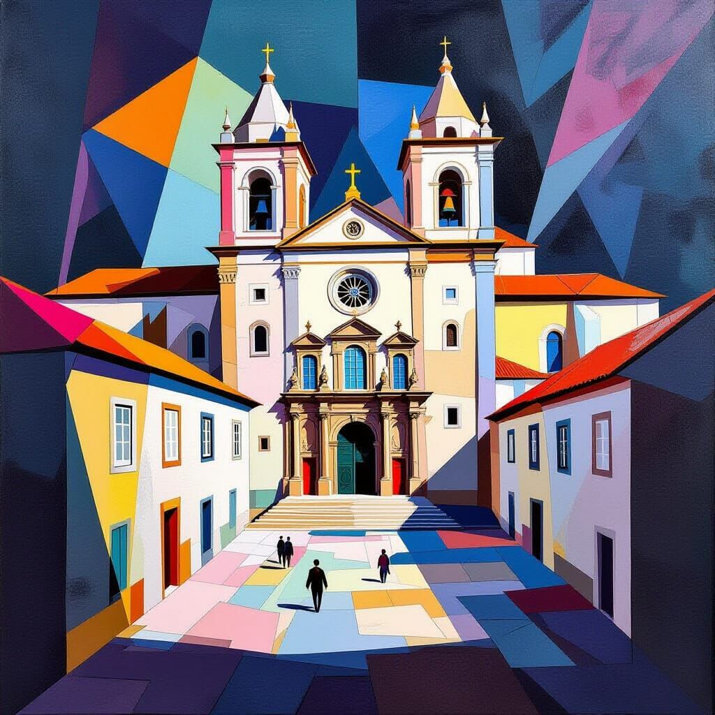 Jerónimos Monastery in Vibrant Cubist Style