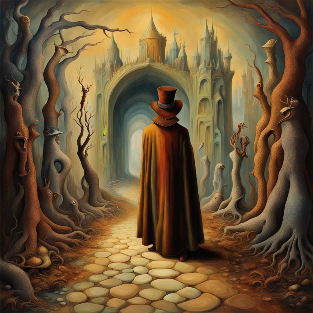 Surreal City Gate in Warm, Deep Colors