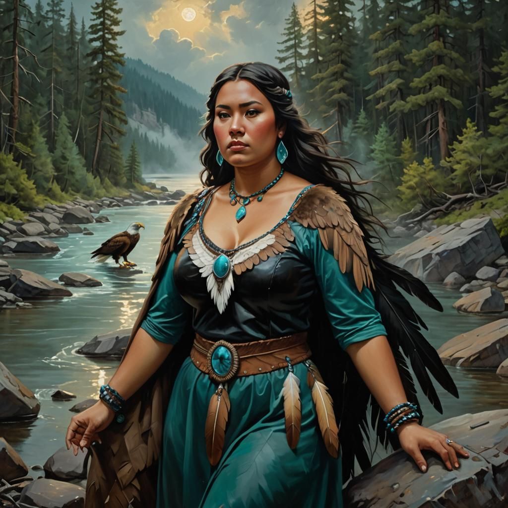 Native Forest Goddess Basks in Moonlit Glory