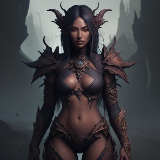 Surreal Goddess with Vibrant Fantastical Details in Deep, Ri...