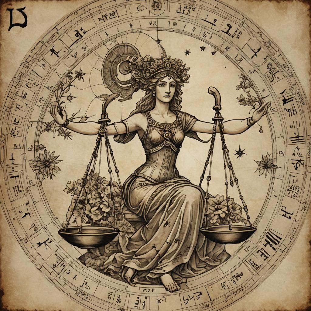 Libra Zodiac Symbol in Elegant Brushwork