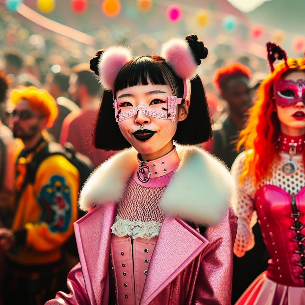 Vibrant Dance Festival Scene in a Retro Film Style