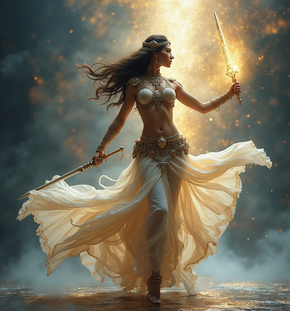 Ethereal Sword Warrior in Cosmic Mist