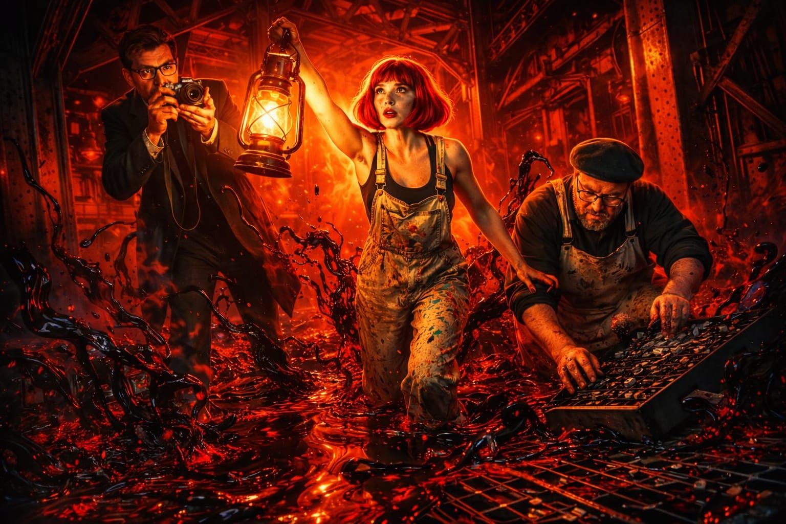 Cinematic Horror: Ink Attack in Secret 1927 Berlin Chamber