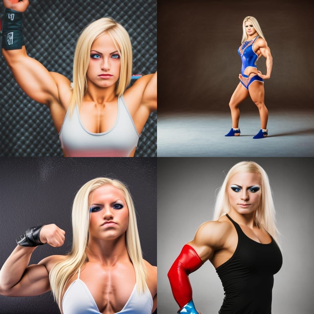 Blonde Muscular Female Wrestler