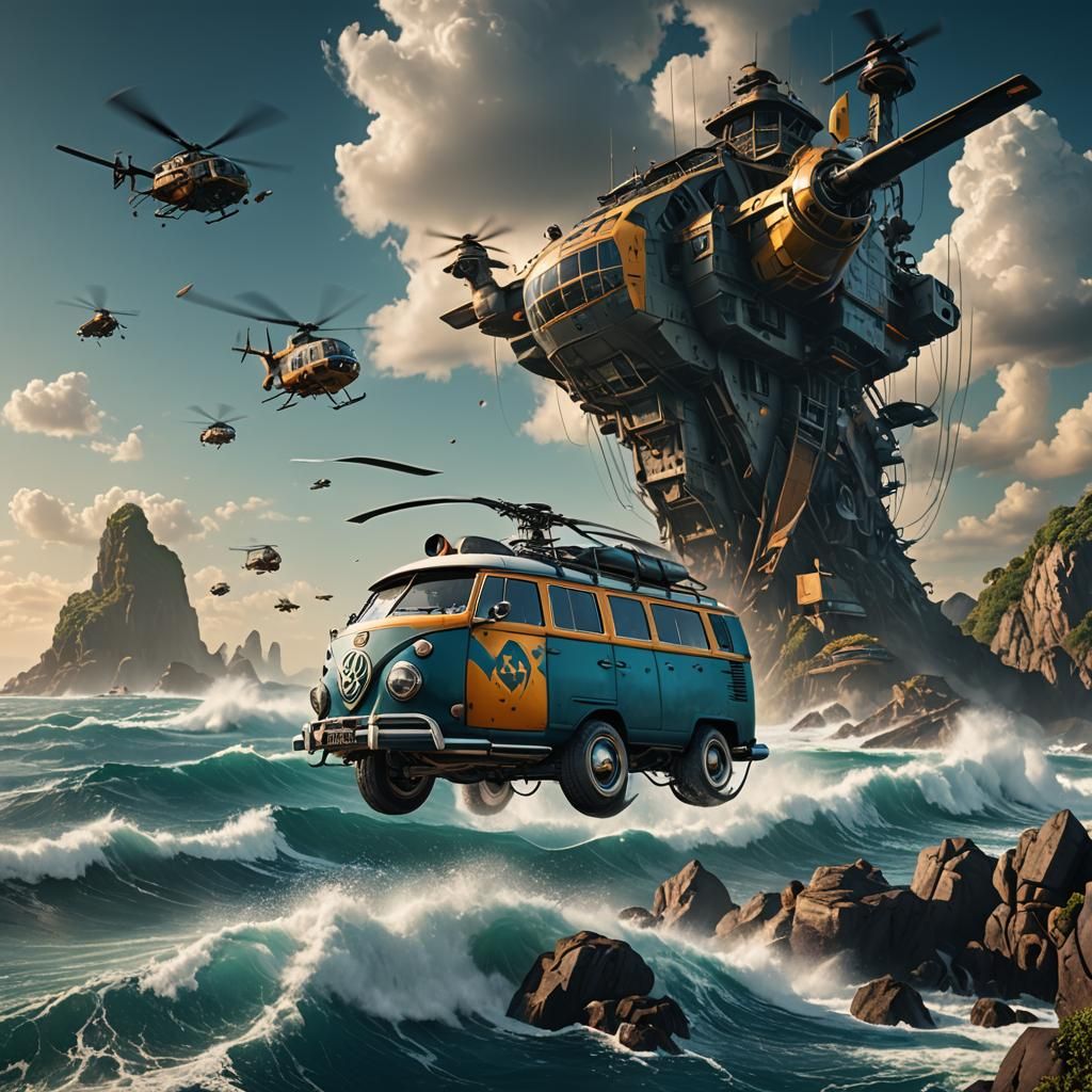 Surreal Kombi-Heli Hybrid Takes Flight Over the Ocean in Stu...