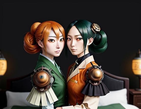 Steampunk Anime Sisters Share a Tender Moment