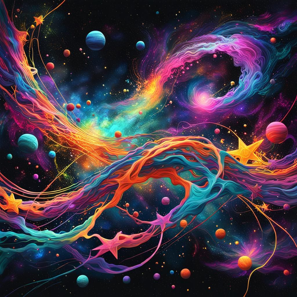 Vibrant Galaxy Landscape with Intricate Cosmic Strings