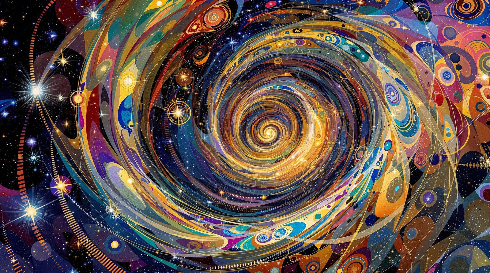 Star Creation Maelstroms in Gustav Klimt Style