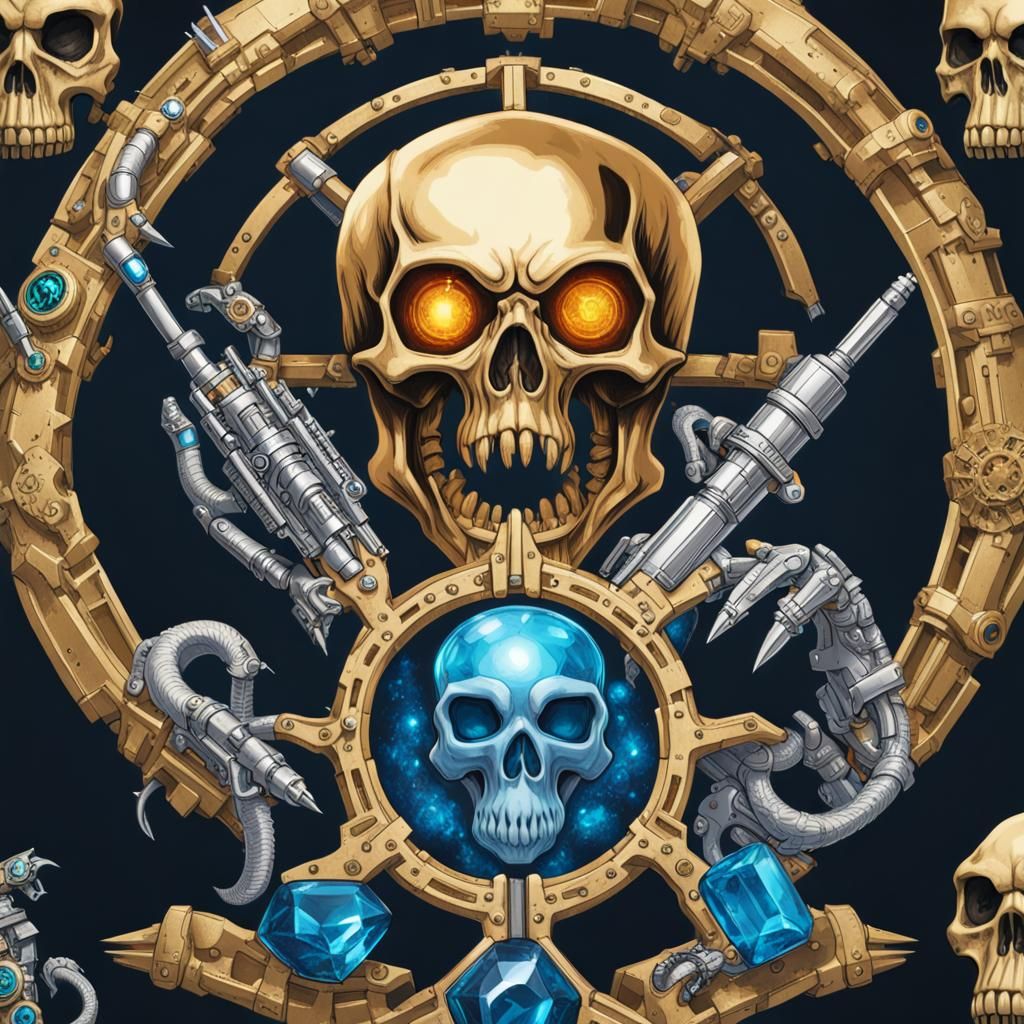 Warhammer 40K Mechanicus Skull with Gem and Serpent