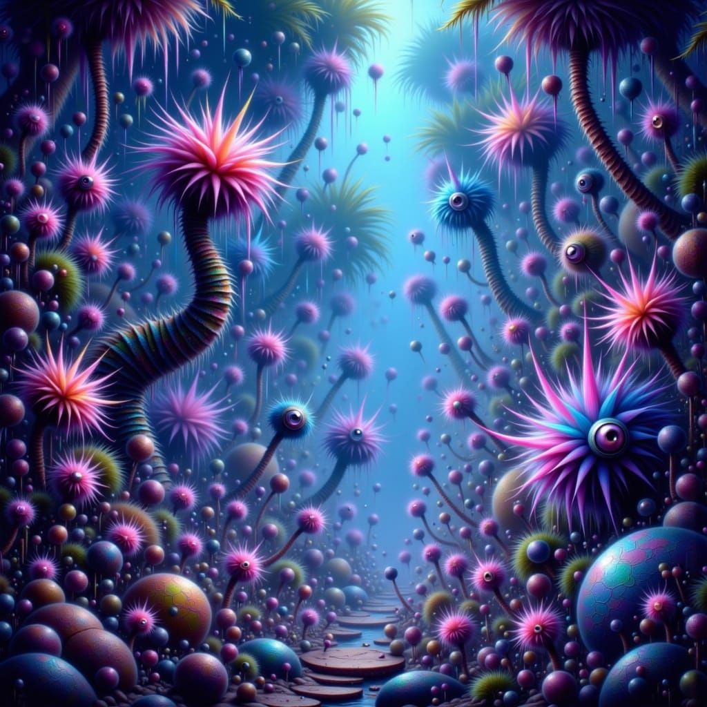 Bioluminescent Alien Jungle at Night