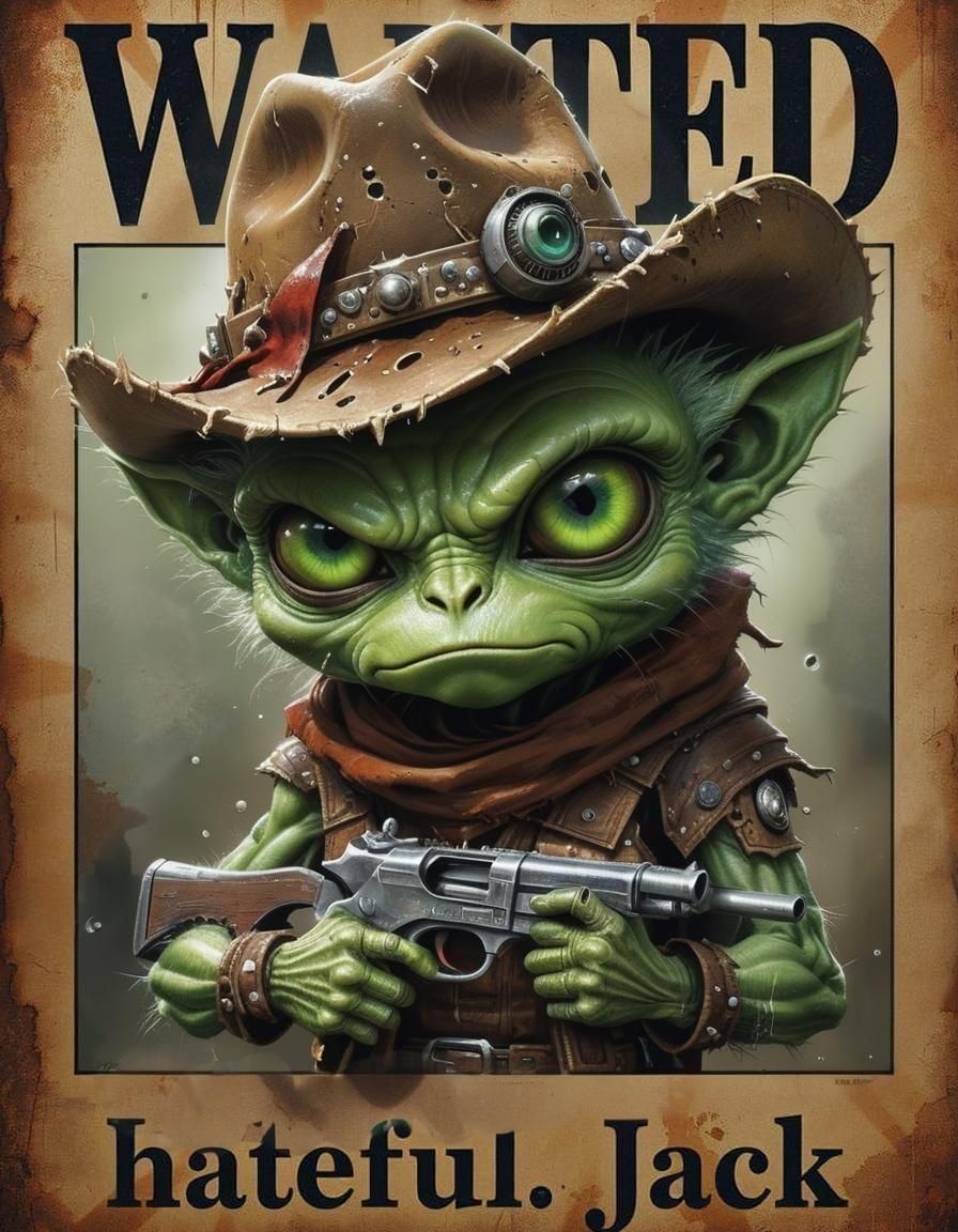 Futuristic Furry Alien on Wanted Poster