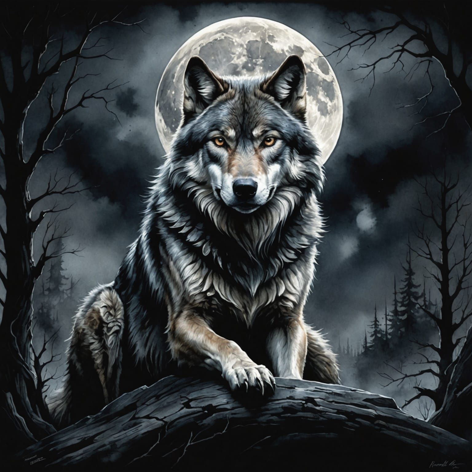 A majestic gray wolf