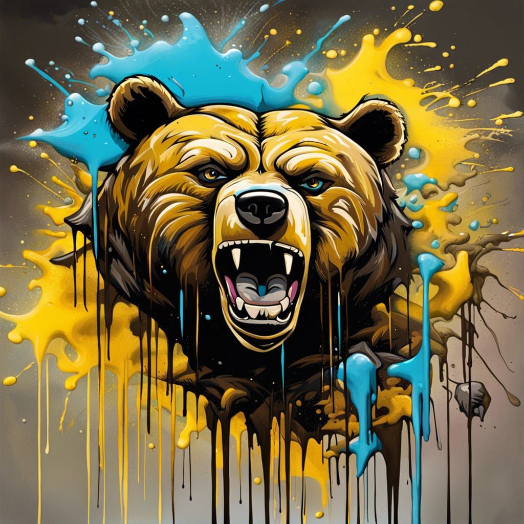 Boston Bruins Bear Graffiti Art in High Contrast Color