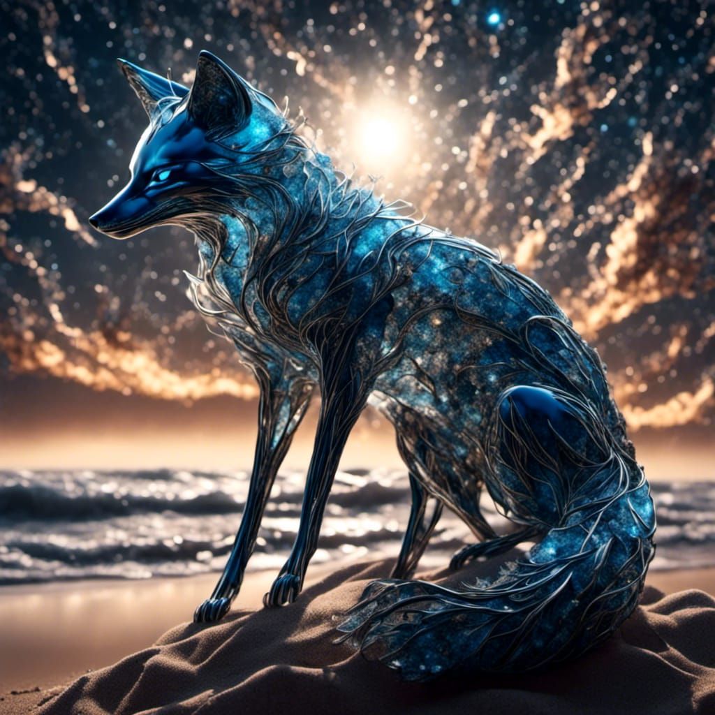 Glass fox on a beach