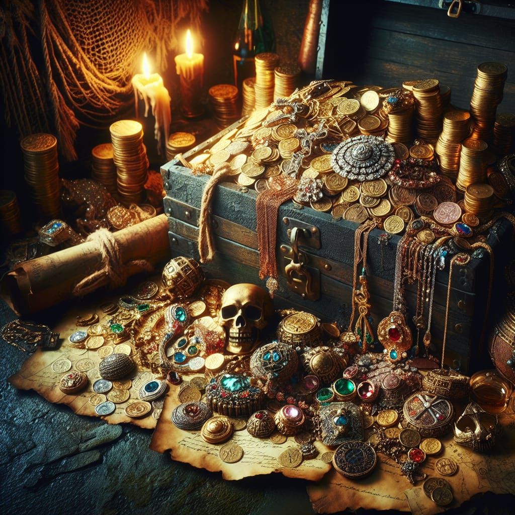 Treasures in a Pirate's Hidden Lair