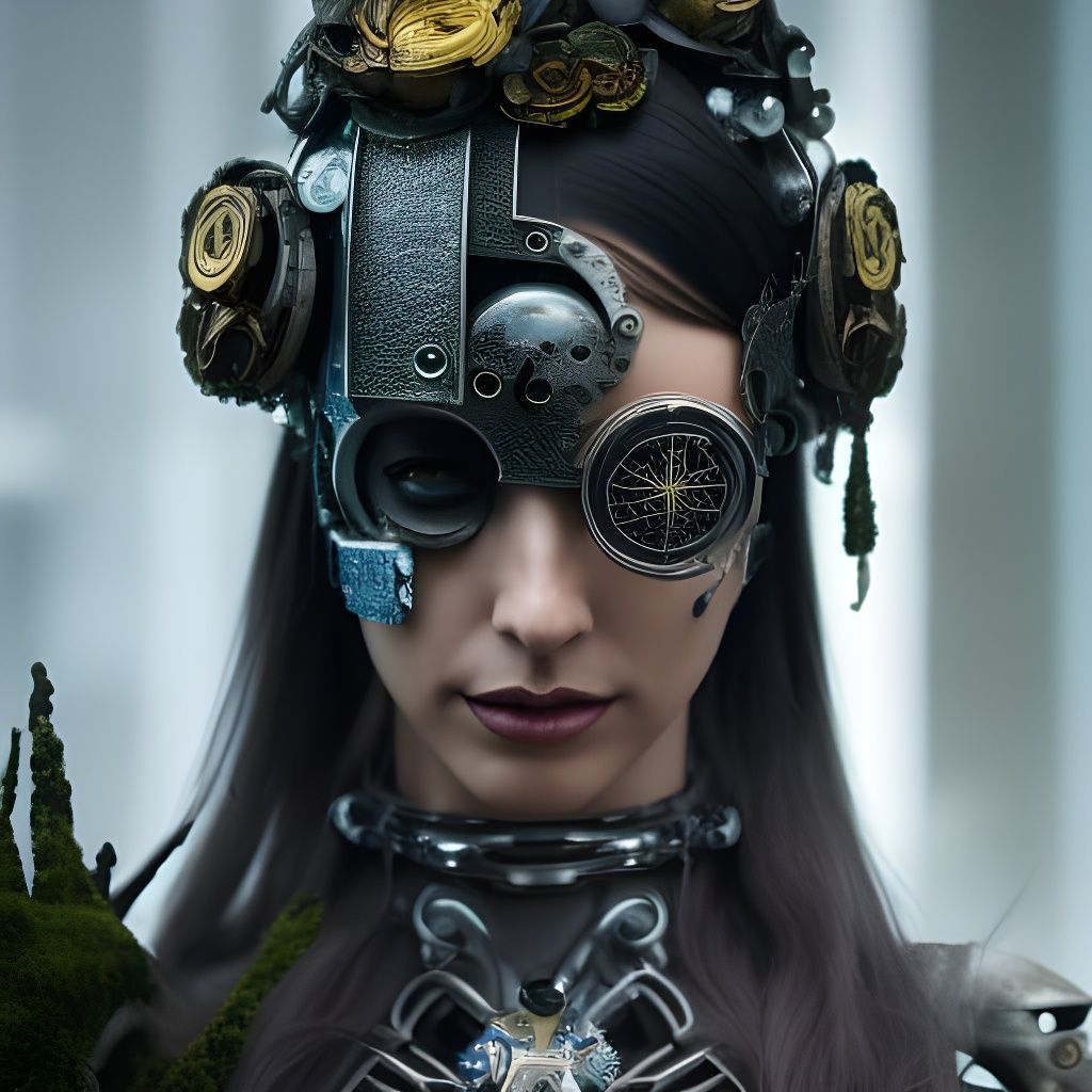 Dystopian Cyberpunk Beauty in Ornate Armor