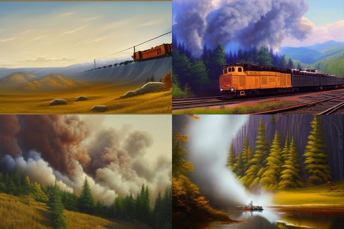 Epic Train in the Smoky Mountains Digital Painting
