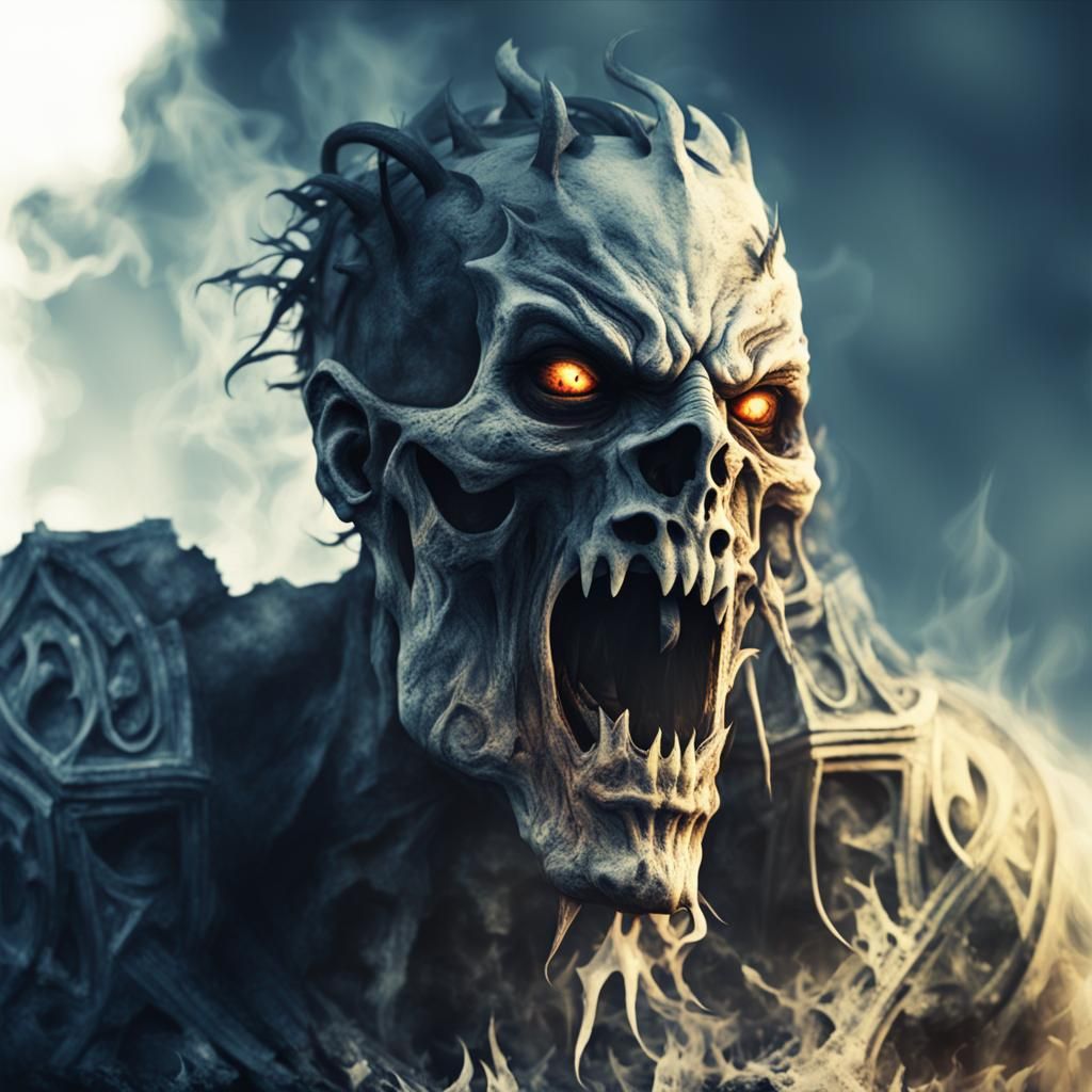 Dark Age Demon in Black and White Flames