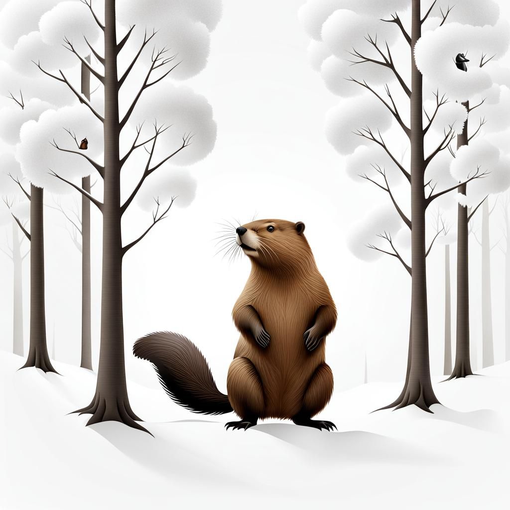 Surreal Beaver in a Dreamlike Forest