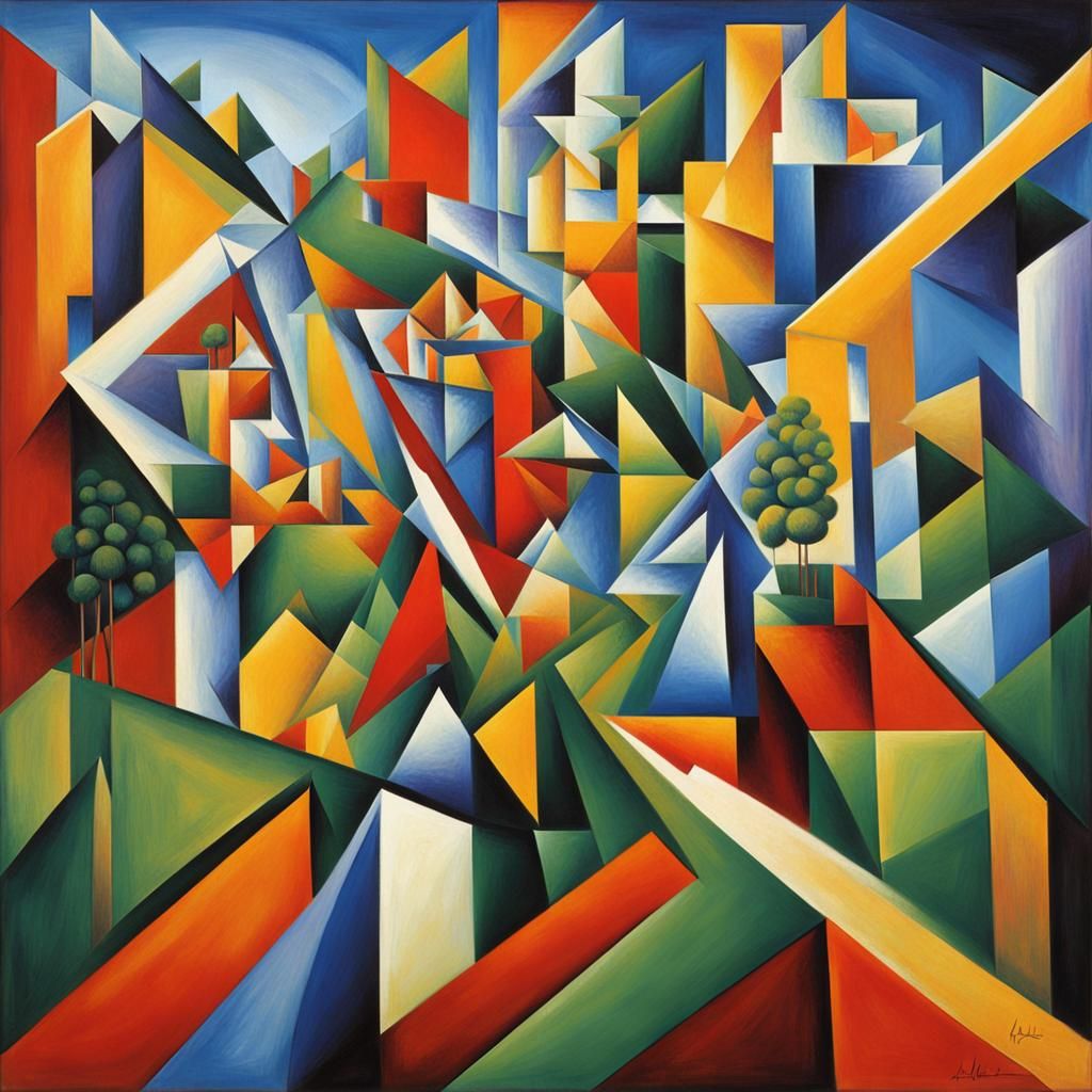 Abstract Cubist Geometric Composition
