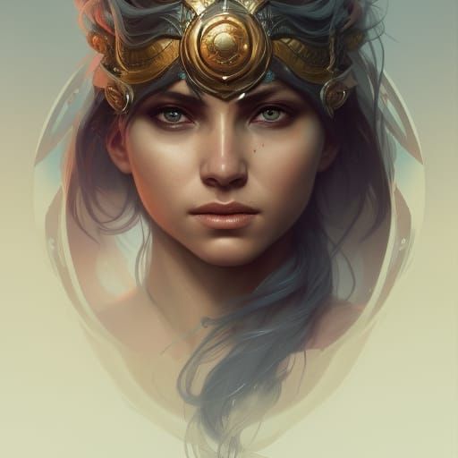 Ethereal Warrior Queen in Vibrant Triadic Colors