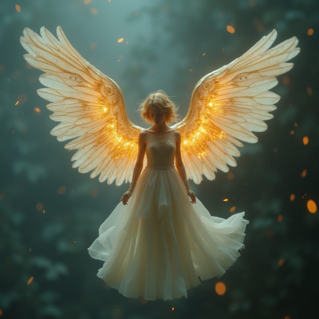 Angelic Clockwork Figure in Dreamy Surreal Style