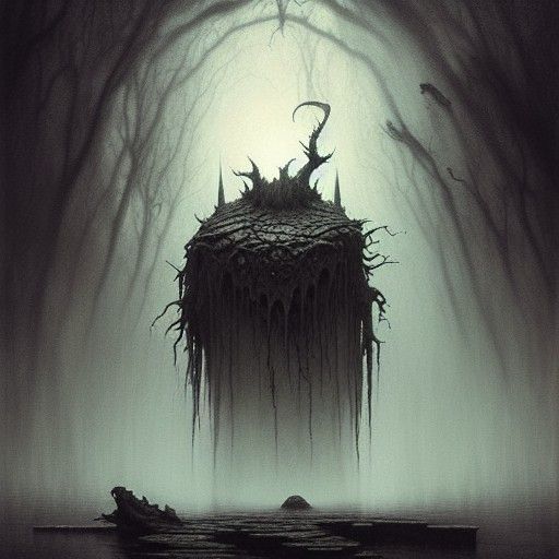 Ethereal Creature Emerges from Mystical River in Hyper-Reali...