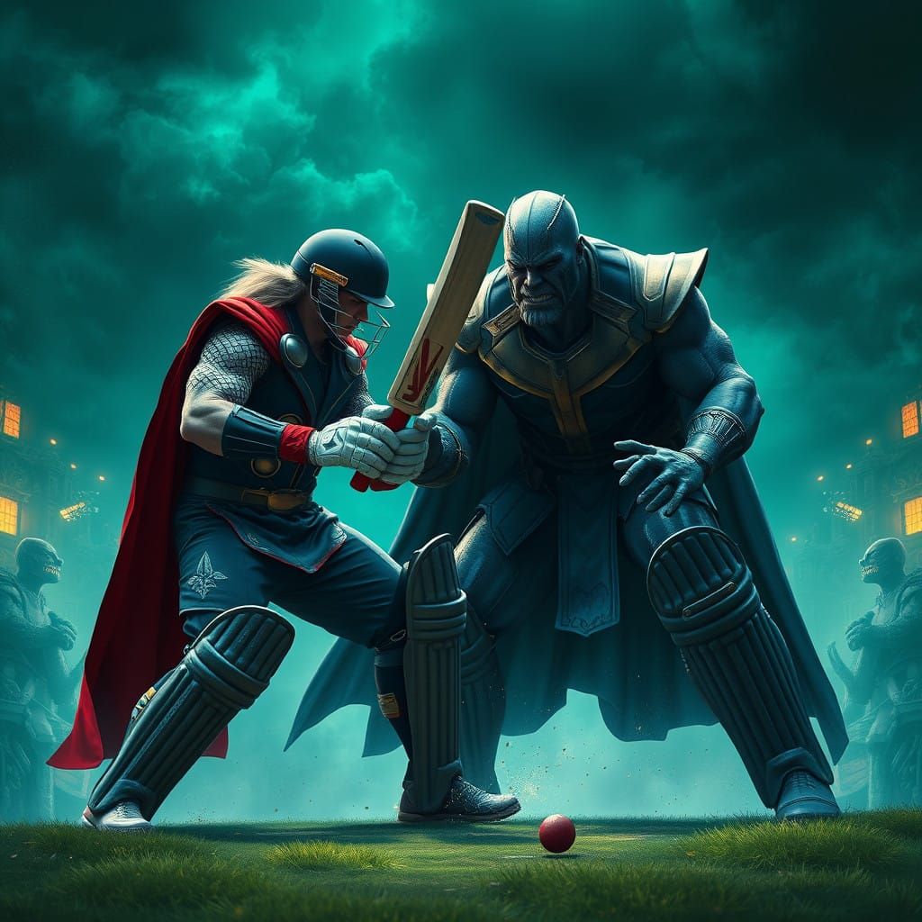 Epic Cricket Duel: Asgardian Gods Clash in a Fantastical Lan...