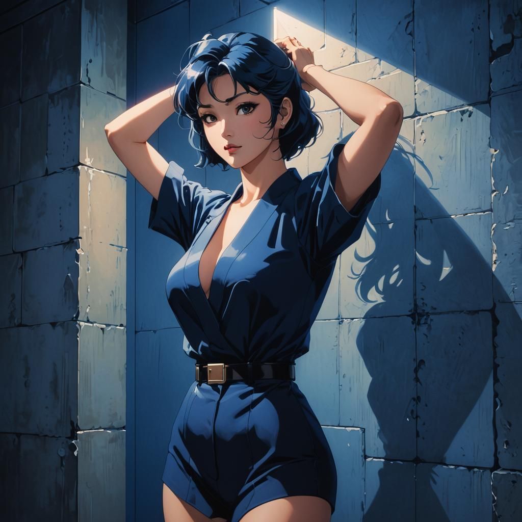 Anime Portrait in 80s Japanese Retro Style