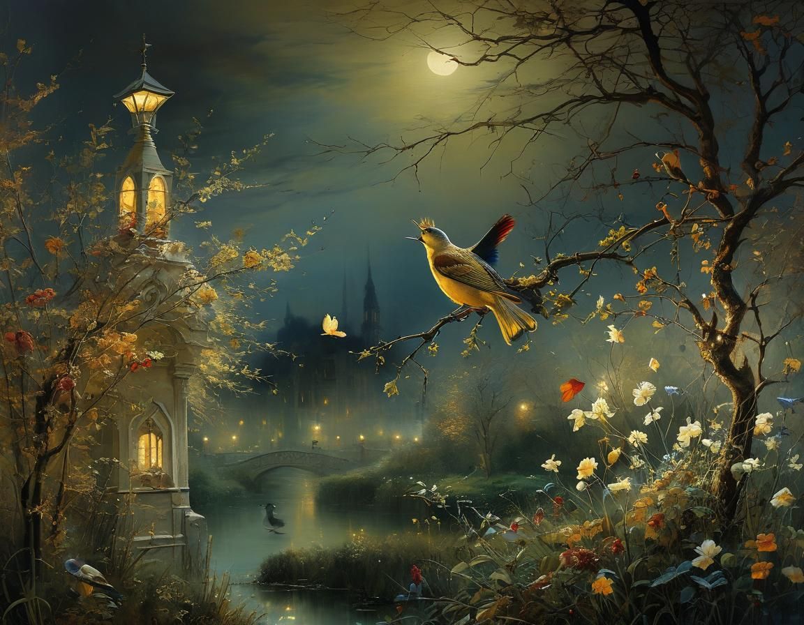 Peaceful Birds Disappear into Heavenly Autumn Skies