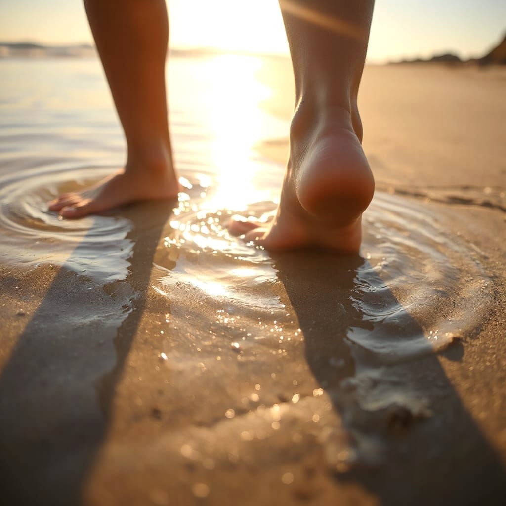Feet Submerged in Beach Water: Beauty in Simple Moments