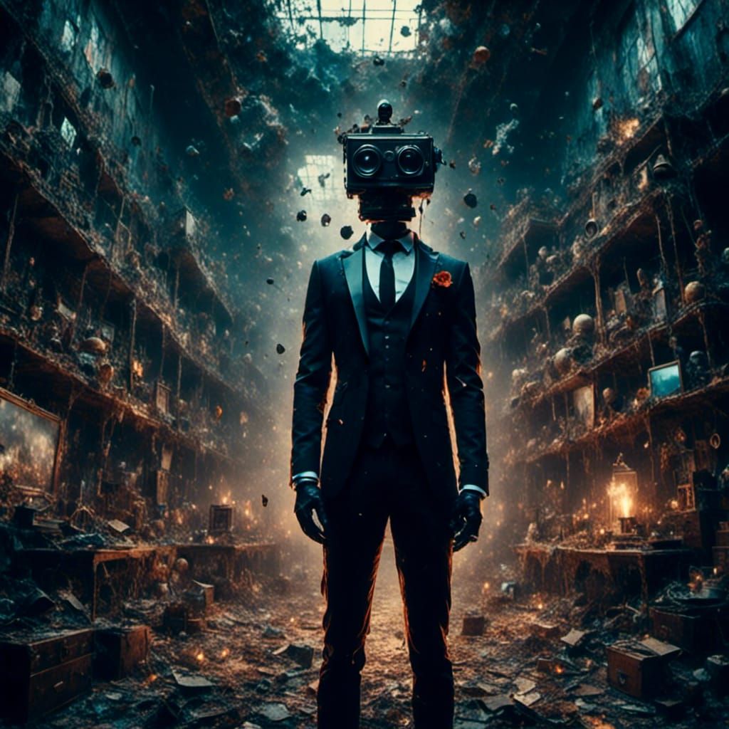 Macabre Cyberpunk CCTV Cameraman in Lavish Fantasy