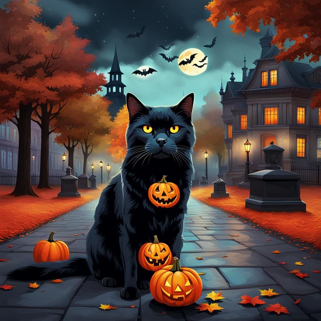 Happy Halloween in Vibrant Autumn Pop Art