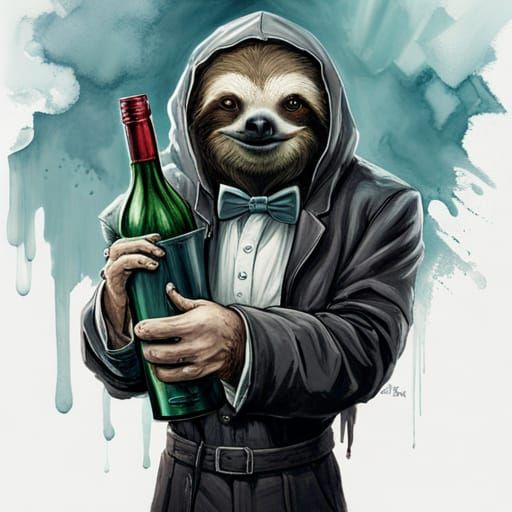 Sloth Unleashes Vibrant Wine Surrealism
