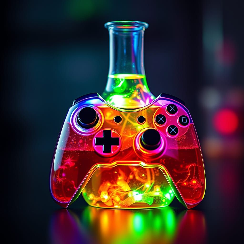 Gaming Potion Flask With RGB Glow, Realistic 3D Render